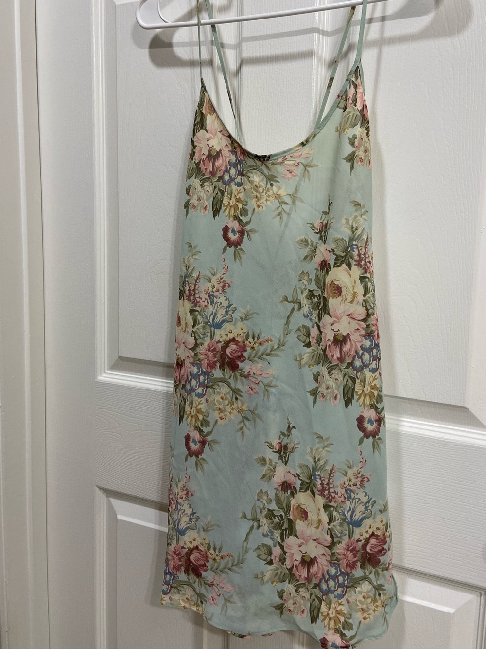 Vintage Floral Victoria’s Secret Slip Dress/Nightgown in Dusty Blue. Small.